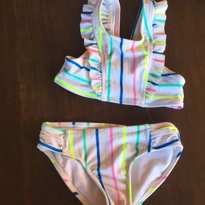 Striped ruffles bikini